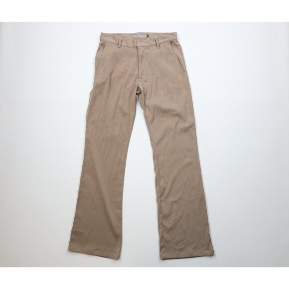 Vintage 90s Streetwear Mens 30x32 Knit Flared Bell Bottoms Chino Pants Beige USA